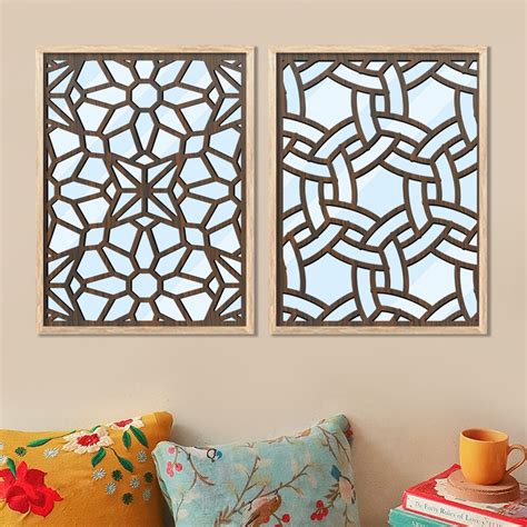 Decorative Wooden Jharokha Wall Mirrors Set – Kotart