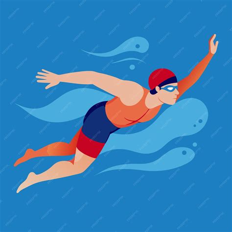 Swimming Player Clip Art Vector Illustration Design | Premium AI ...
