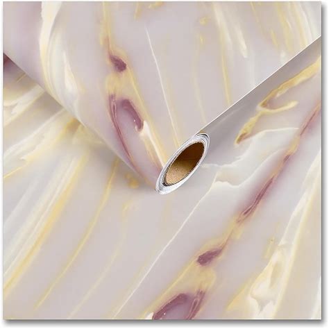 VEELIKE Matte Gold Pink Marble Contact Paper 12x80 Liquid Marble ...