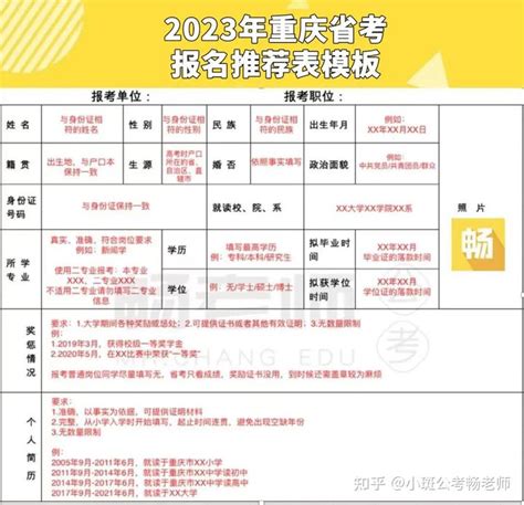 2023重庆市考【报名信息表】、【报名推荐表】模板 - 知乎