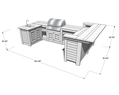 Outdoor Kitchen Plan: Grill Station, Bar, Sink, PDF Download - Etsy ...