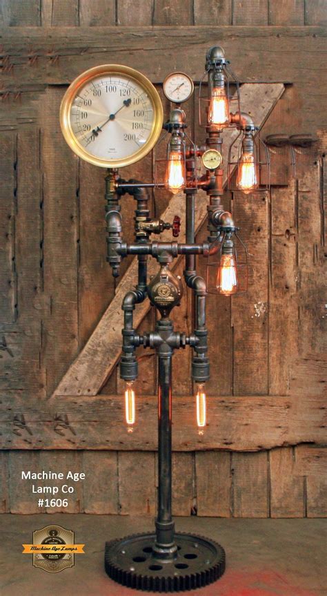 Steampunk Industrial / Antique Steam Gauge / Gear Base / Floor Lamp ...
