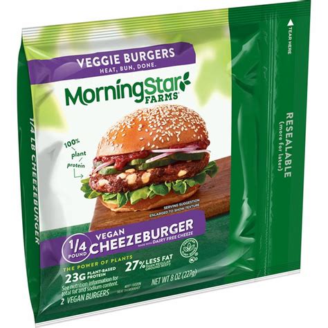 Morning Star Farms Veggie Burgers, Vegan, Cheezeburger (2 ct) Delivery ...