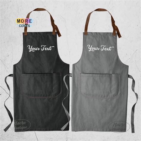 Home & Living Aprons Machine embroidery long apron with pockets hostess ...
