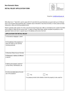Fillable Online Non-Domestic Rates RETAIL RELIEF APPLICATION FORM ...