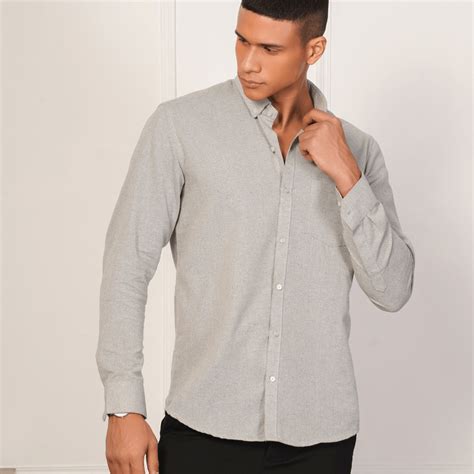 Regular Fit Full Sleeve Button Down Collar Shirt For Men | Sage Grey ...