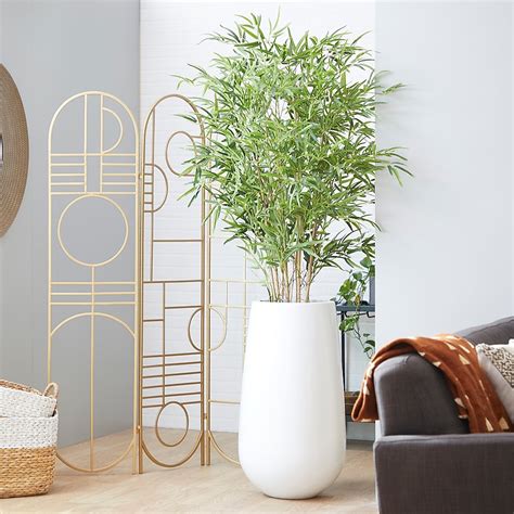 Grayson Lane 80-in Green with White Fiberglass Pot Indoor Fern ...