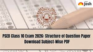 PSEB Class 10 Exam 2026: Structure of Question Paper PDF (Official)
