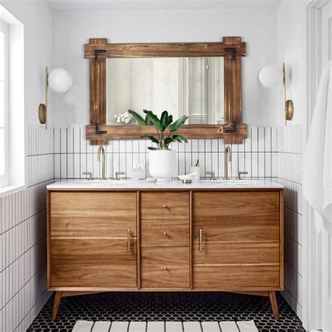 MeMoreCool Rustic Wooden Framed Wall Mirror - India | Ubuy
