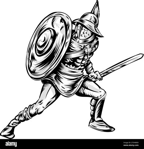 sketch of Gladiator warrior black and white .vector iillustration Stock Vector Image & Art - Alamy