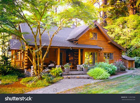 Modern Log Cabin Home Forest Environment Stock Photo 112937398 ...
