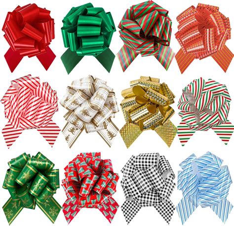 Amazon.com: SIMISI RIBBON 12 Pcs Christmas Bows for Gift Wrapping Pull ...