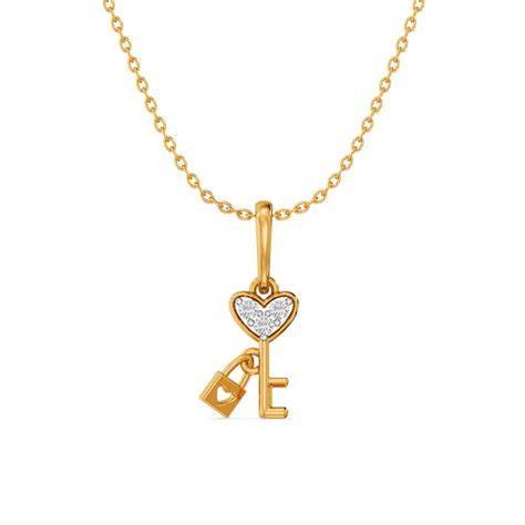 Heart Lock n Key 9KT Gold Laboratory Grown Diamond Pendant – PALMONAS