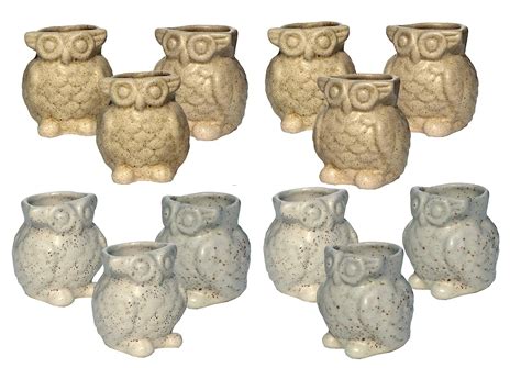 INTOSCAPE - Home Decor,White & Yellow Owl Shaped Ceramic Planter Pot ...