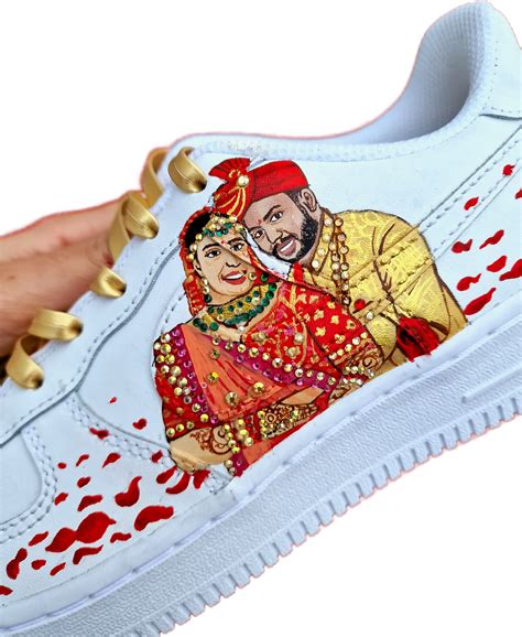 Indian Bride and Groom Custom Hand-Painted Nike AF1 Sneakers – Lehenga ...