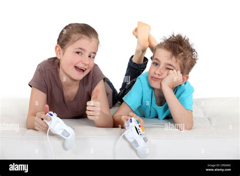 Children playing computer games Stock Photo - Alamy