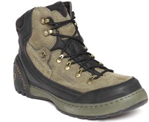 WOODLAND Men Olive Green Solid Leather High-Top Outdoor Shoes Hiking ...