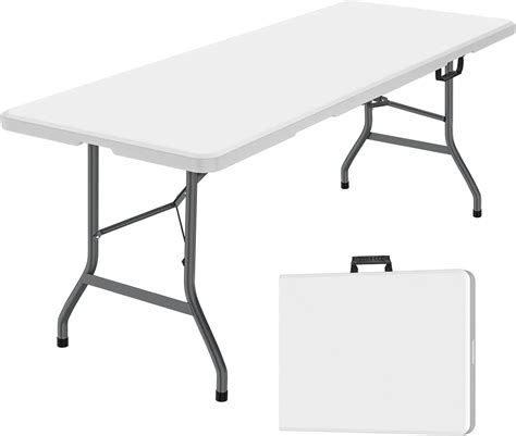 Jopath 6 Foot Folding Table,White Plastic Folding Table,Built-in Handle ...