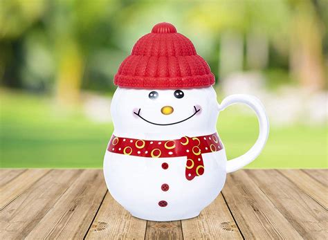 Ceramic Snowman Cup/Mug with Silicon Lid - Gift for Kids-Babies ...