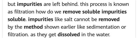 Process by which we can remove soluble impurities from water - Brainly.in