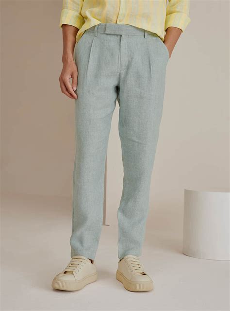 Buy Linen Cruise Pants | Casual Teal Solid Pant for Men Online | Andamen