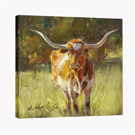 Amazon.com: Longhorn Paintings Canvas Wall Art -Longhorn in Green Woods ...