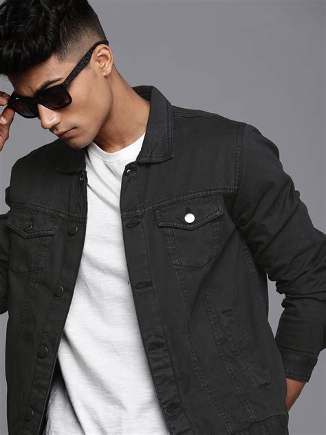 WROGN Men Solid Black Denim Jacket - Price History