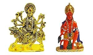 Combo Set of 2 Gold Plated Religious Goddess Maa Durga Figurine/Lord ...