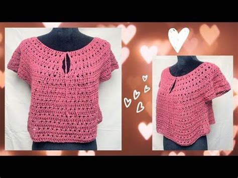 BLUSA A CROCHET CUELLO REDONDO TIPO CANESU #crochetparaprincipiantes ...