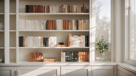 Zoom Background White Bookshelf and Window, Virtual Home Office Background for Teams Meetings ...