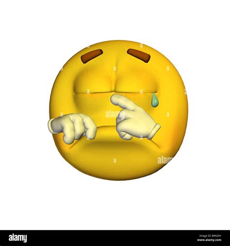 Yellow Emoticon Guy crying Stock Photo - Alamy