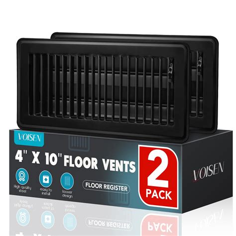 Snapklik.com : Floor Register 4x10, 2 Pack Black Floor Vent Covers ...