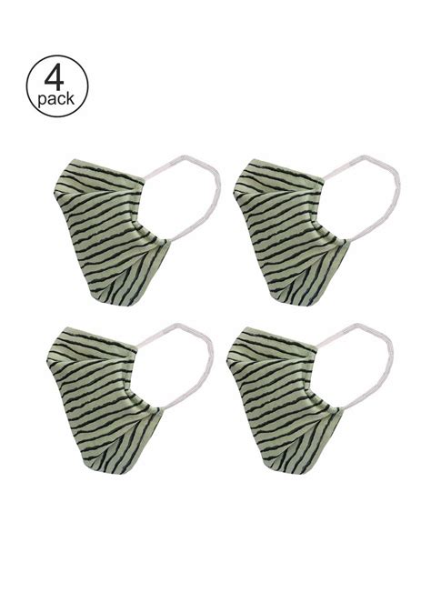 Get Unisex Green Stripe Print Pack of 4 Pieces 2 Ply Anti Pollution ...