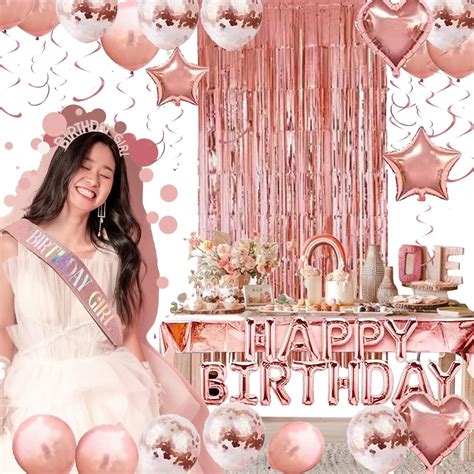 Buy Rose Gold Birthday Party Decorations,Rose Gold Crystal Happy ...