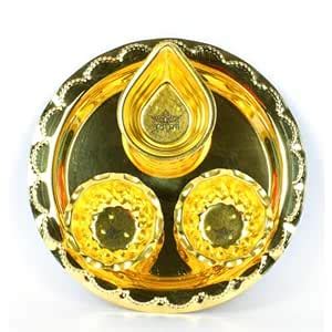 Buy Gouri Brass Chandan,Kumkum and Diya Multipurpose Plate Perfectly ...