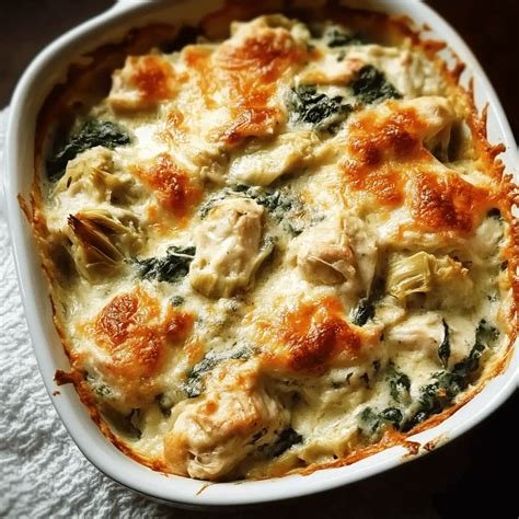 Indulgent Spinach Artichoke Chicken Casserole Delight - Family Recipes