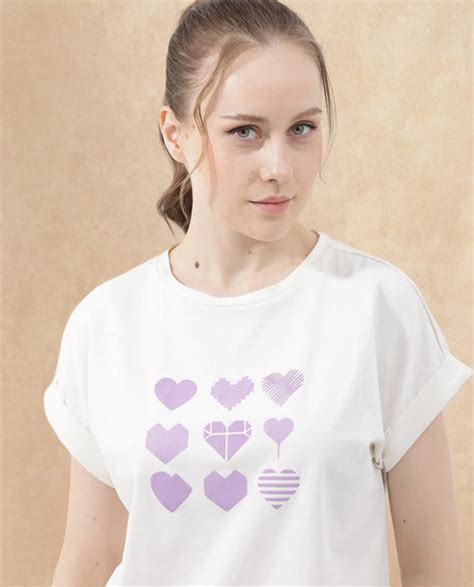 Rareism Women's Antilot Off White Cotton Blend Crew Neck Graphic Print