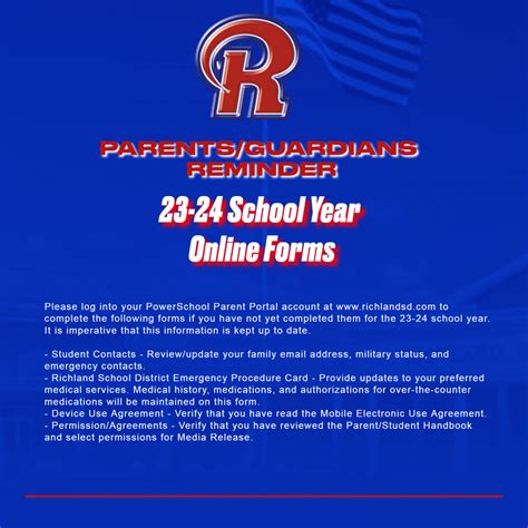 23-24 School Year - Online Forms Reminder | Richland School District