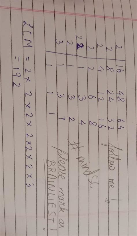 LCM of 16 48 64 by using common division method - Brainly.in