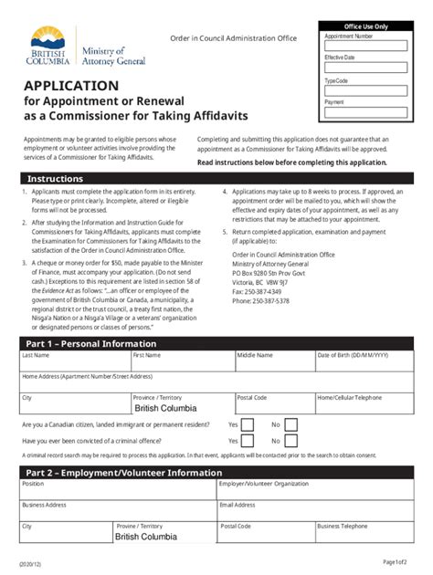 Fillable Online Application for Appointment or Renewal as a ...