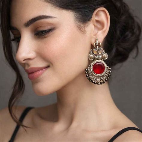 Silver Oxidised Earrings Huma | Oxidised Jewellery – TelaNaari