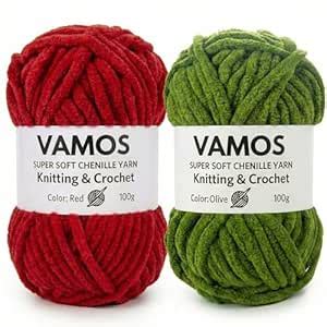 VAMOS Super Soft Chenille Yarn Set of 2 (100g Each) | Plush Velvet ...