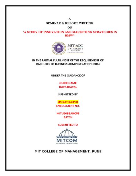 Backup of BMW Seminar Report Writing - ####### A ####### SEMINAR ...