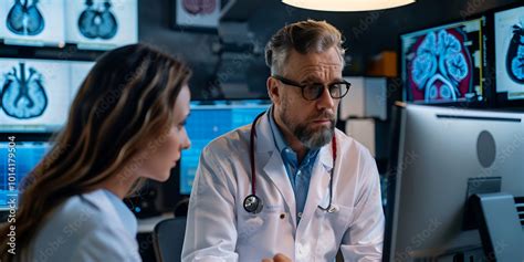 Image of a doctor and a patient reviewing a scan.