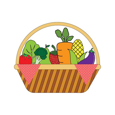 Fresh Fruit and Vegetable on Basket White Background Vector 13542273 Vector Art at Vecteezy