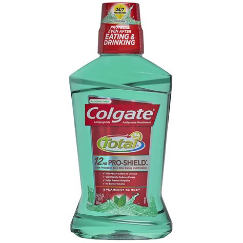 Colgate Total Antibacterial Alcohol Free Mouthwash, Spearmint Surge ...