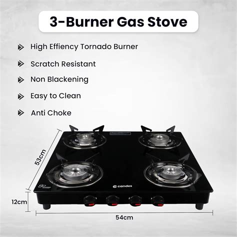 Candes Toughened Glass 4 Burner Manual Gas Stove |Die Cast Alloy ...