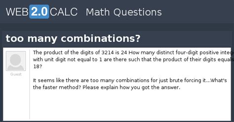 View question - too many combinations?