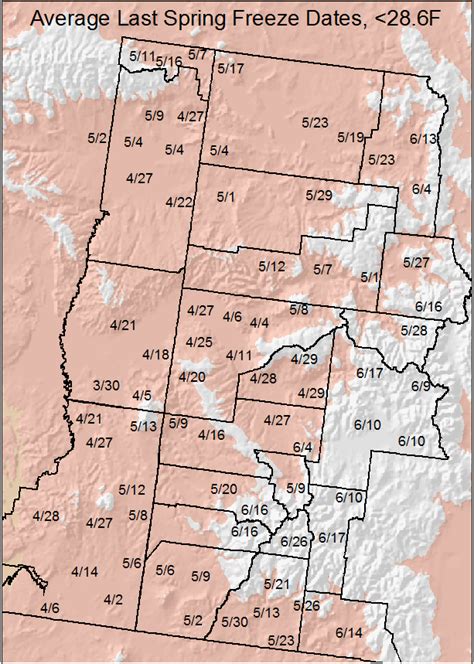 Spring Average Frost and Freeze Dates