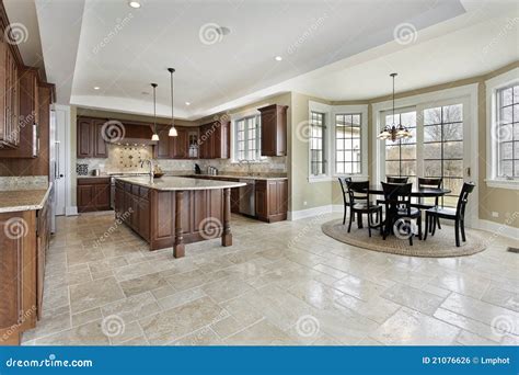 Large Kitchen with Eating Area Stock Photo - Image of dwelling, estate ...